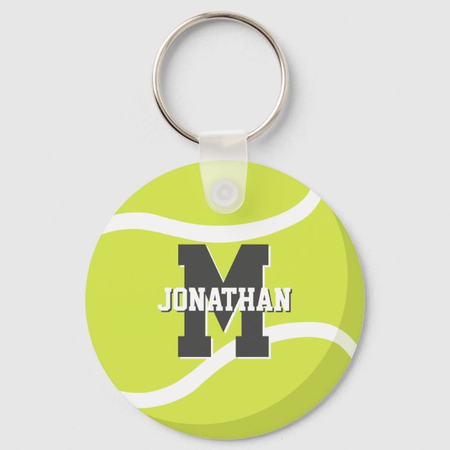 simple personalised boys girls tennis player key ring (Front)