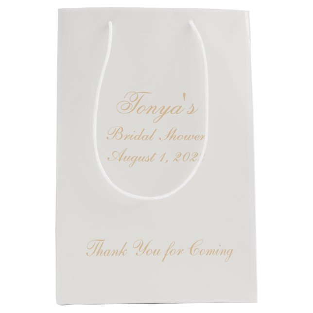 Simple Personalised Bridal Shower Thank You Medium Gift Bag (Front)