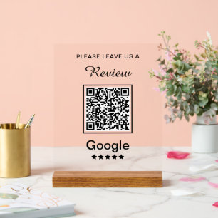 Simple Personalised Business Leave a Review Acrylic Sign