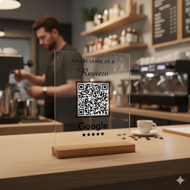 Simple Personalised Business Leave a Review Acrylic Sign (Creator Uploaded)