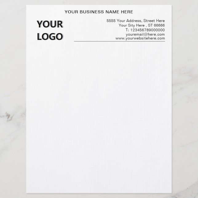Simple Personalised Business Letterhead with Logo  (Front)