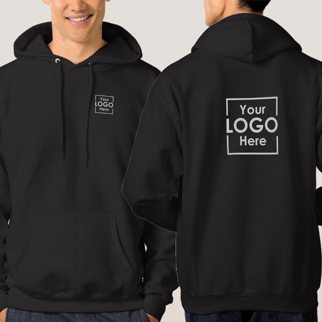 Simple Personalised Business Logo Front Back Black Hoodie (Simple Personalized Business Logo Front Back Black Hoodie)