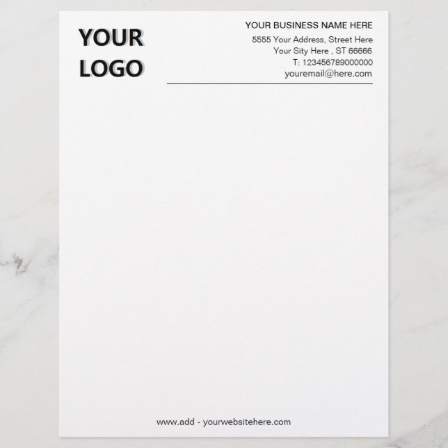 Simple Personalised Business Logo Name Office Custom Letterhead (Front)