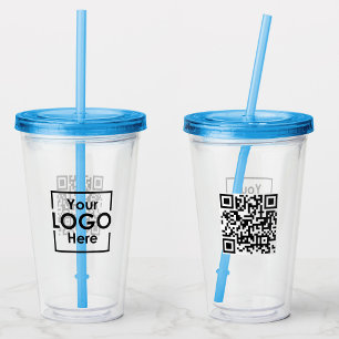 Simple Personalised Business Logo QR Code Acrylic Tumbler