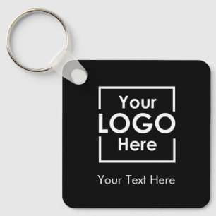 Simple Personalised Business Logo Text Black Key Ring