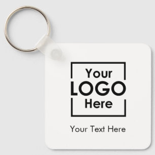 Simple Personalised Business Logo Text White Key Ring