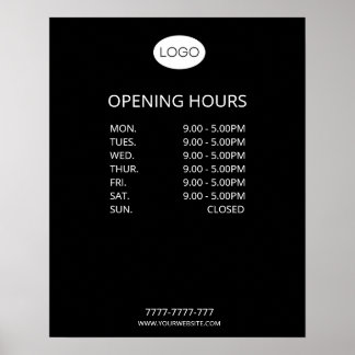 Simple Personalised Business Opening Hours Logo Poster