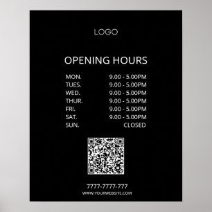 Simple Personalised Business Opening Hours Logo Poster