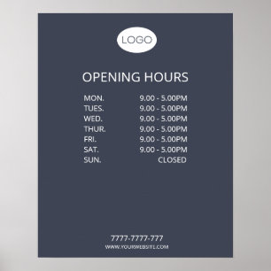 Simple Personalised Business Opening Hours Logo Poster