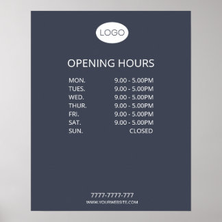 Simple Personalised Business Opening Hours Logo Poster