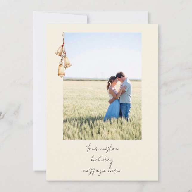 Simple Personalised Christmas Bell Card  (Front)