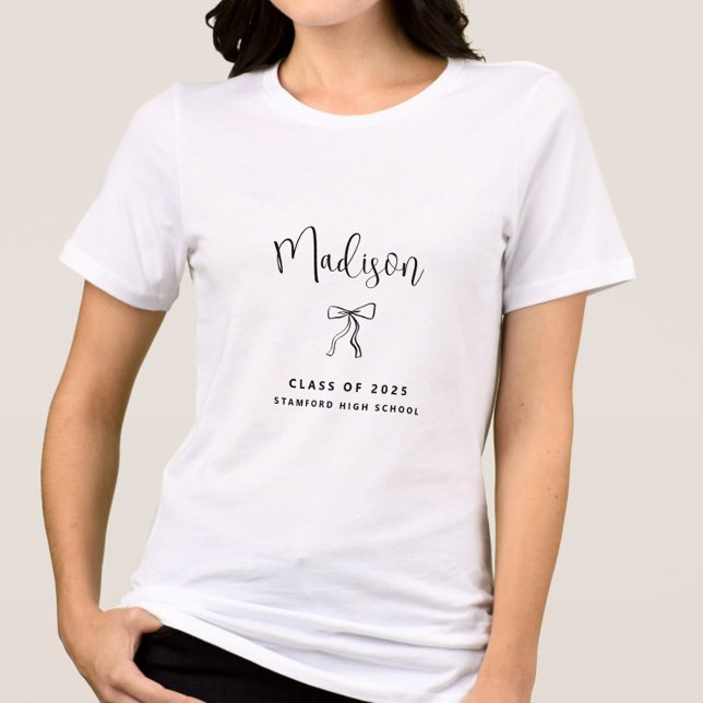 Simple Personalised Class of 2025 Graduation Tri-Blend Shirt (Class of 2025 Graduation TShirt with Name, Personalized, Coquette Bow, Simple Modern, High School)