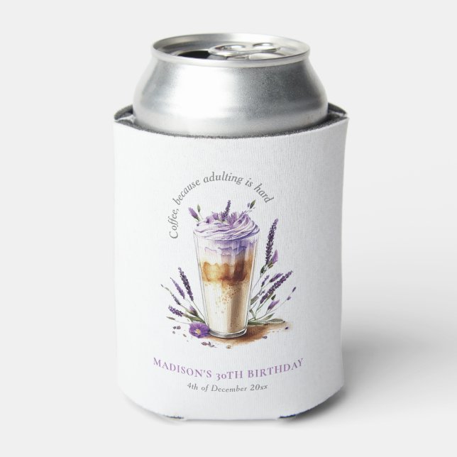 Simple Personalised Coffee Birthday  Can Cooler (Can Front)