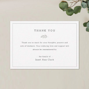 Simple Personalised Funeral Sympathy Condolences Thank You Card
