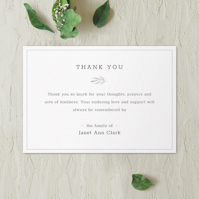 Simple Personalised Funeral Thank You Note Card (Creator Uploaded)