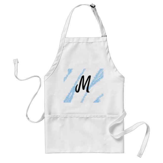Simple personalised glitter monogram baking  throw standard apron (Front)