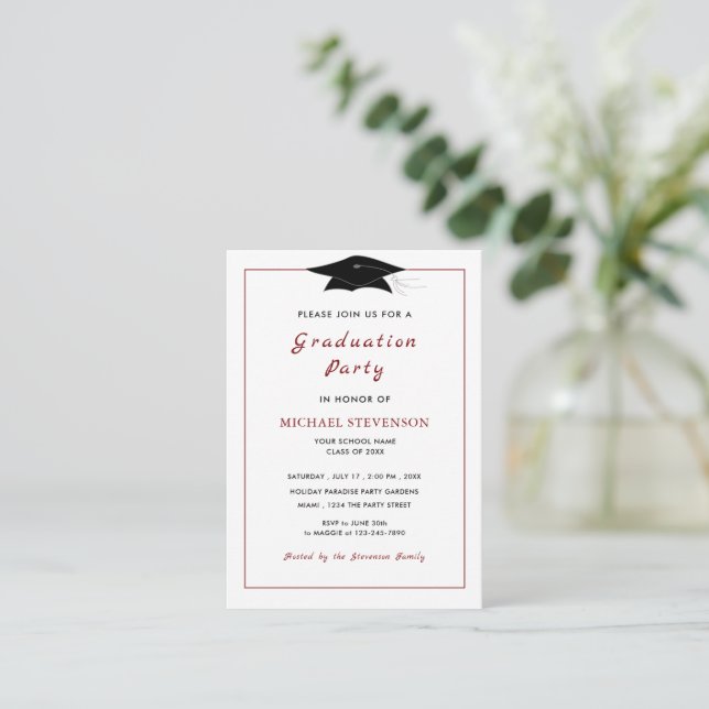 Simple Personalised Graduation Party Invitation (Standing Front)