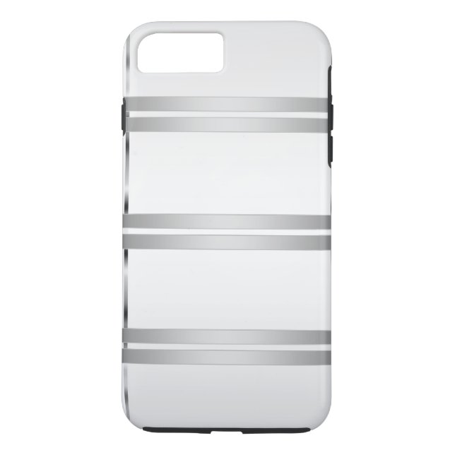 Simple Personalised Grey with Silver Lines Case-Mate iPhone Case (Back)