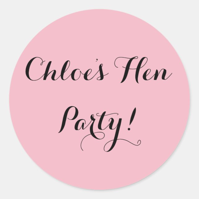 Simple Personalised Hen Do Classic Round Sticker (Front)