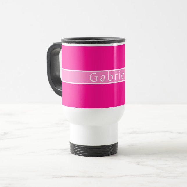 Simple Personalised Hot Pink Travel Mug (Front Left)