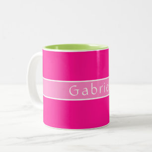 Simple Personalised Hot Pink Two-Tone Coffee Mug