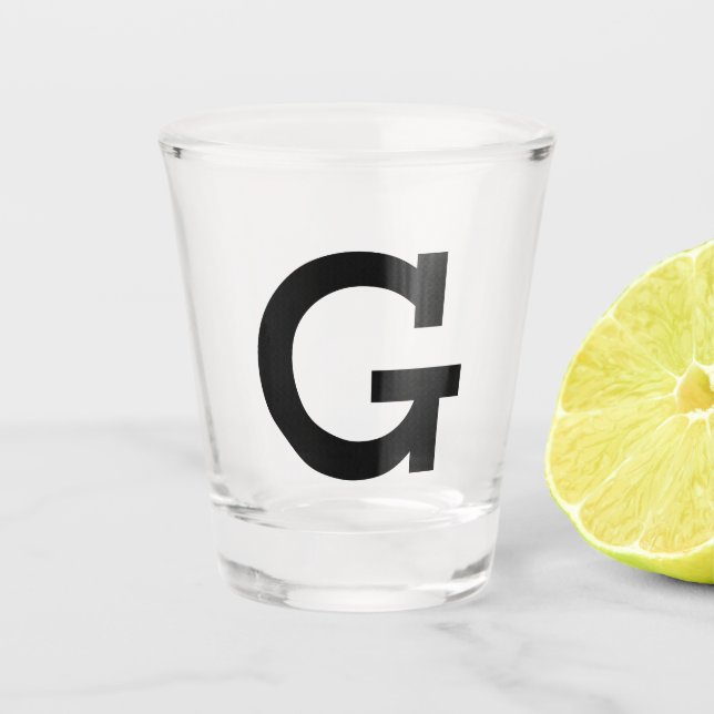 Simple Personalised Initial Letter Black Shot Glass (Front)