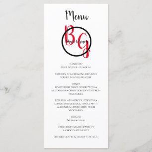 Simple Personalised Initials Wedding  Menu