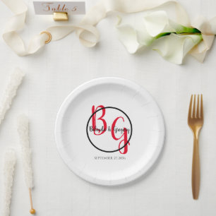 Simple Personalised Initials Wedding Paper Plate