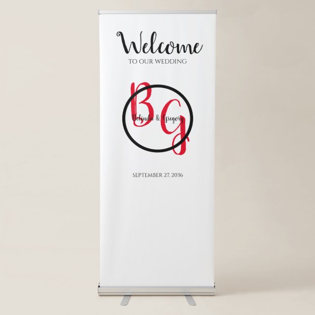 Simple Personalised Initials Wedding Welcome Sign (Front)