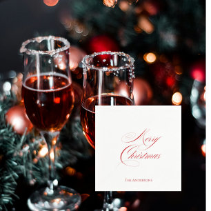 Simple Personalised Merry Christmas Cocktail Napkin