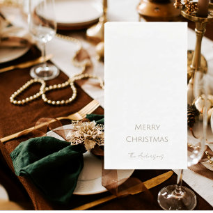 Simple Personalised Merry Christmas Gold Text Napkin