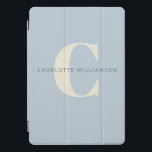 Simple Personalised Monogram and Name in Blue   iPad Pro Cover<br><div class="desc">Simple Personalised Monogram and Name in Dusty Blue iPad Case</div>