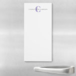 Simple Personalised Monogram and Name in Lavender  Magnetic Notepad<br><div class="desc">Simple Personalised Monogram and Name in Lavender Magnetic Notepad</div>