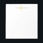 Simple Personalised Monogram and Name in Yellow Notepad<br><div class="desc">Simple Personalised Monogram and Name in Yellow Notepad</div>