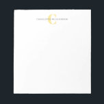 Simple Personalised Monogram and Name in Yellow Notepad<br><div class="desc">Simple Personalised Monogram and Name in Yellow Notepad</div>