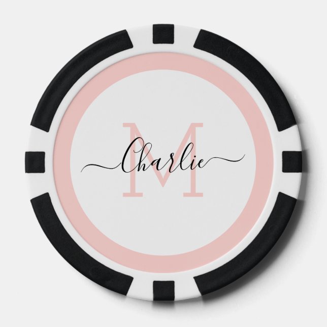 Simple personalised monogram and name poker chips (Front)