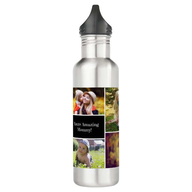 Simple Personalised Mum Multiple Photo collage 710 Ml Water Bottle (Left)