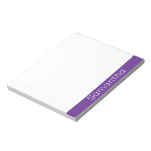 Simple Personalised Name Purple and White Notepad