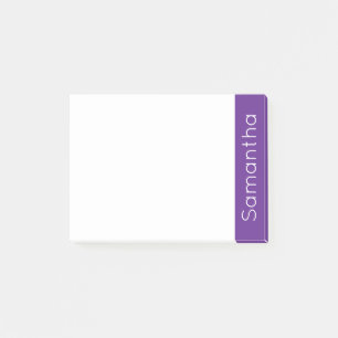 Simple Personalised Name Purple and White Post-it Notes