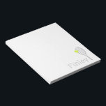 Simple Personalised Name Tennis Player Notepad<br><div class="desc">Simple personalised notepad with a tennis racket and ball monogram name or custom text in subtle light grey,  with editable colours and fonts that can be matched to your team or school.</div>