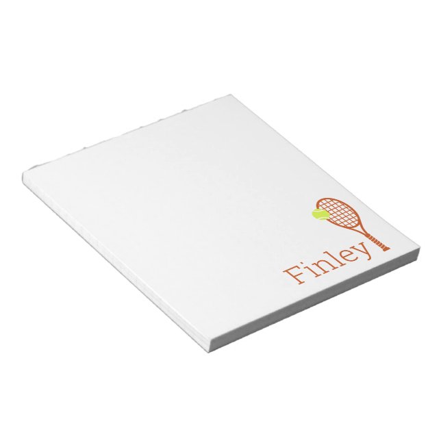 Simple Personalised Name Tennis Racket Notepad (Angled)