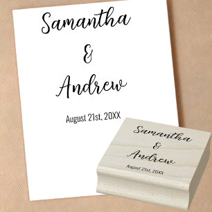 Simple Personalised Newlyweds and Wedding Date Rubber Stamp