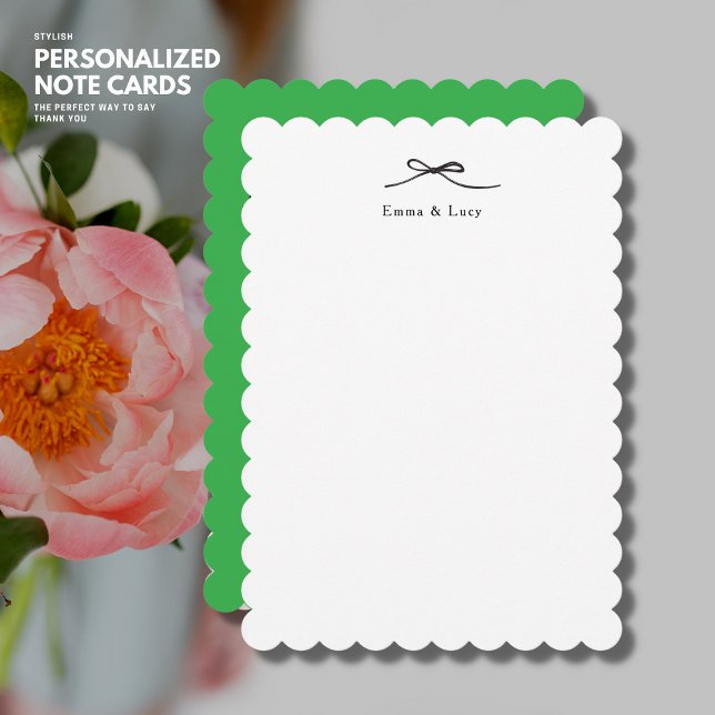 Simple Personalised Note Card with Bow Green (Creator Uploaded)