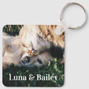Simple Personalised Pet 2 Photos  Key Ring
