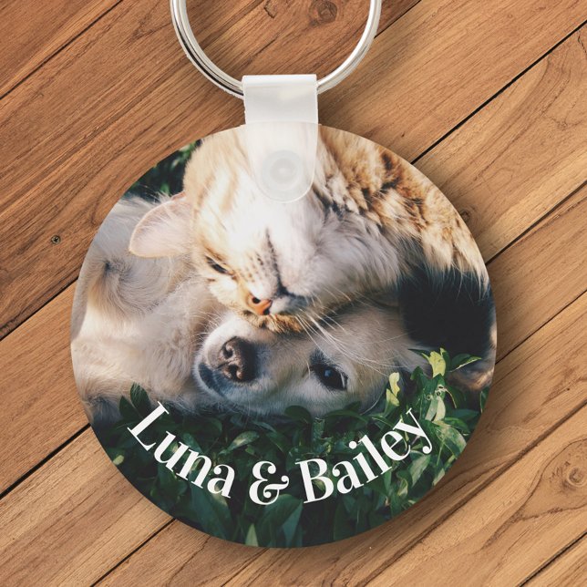 Simple Personalised Pet 2 Photos  Key Ring (Creator Uploaded)