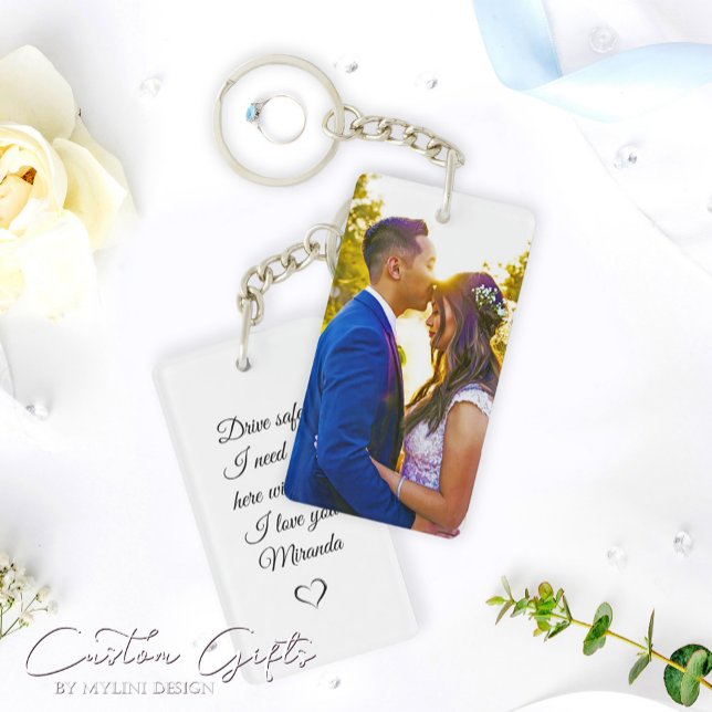 Simple Personalised Photo and Text Photo Key Ring (Creator Uploaded)