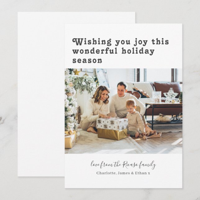 Simple Personalised Photo Christmas Holiday Card (Front/Back)