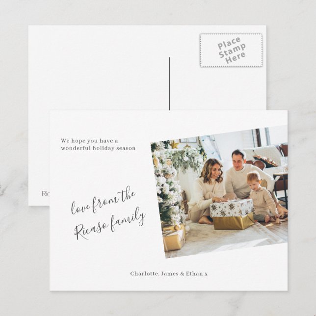 Simple Personalised Photo Christmas Holiday Postcard (Front/Back)