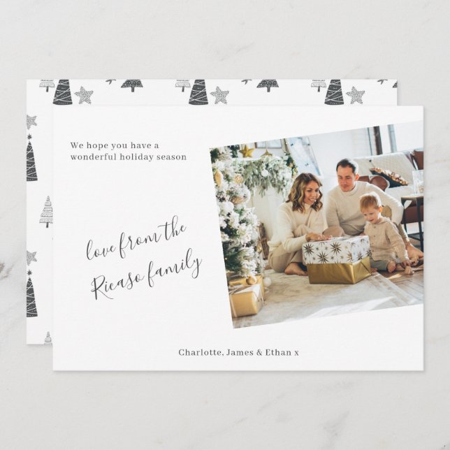 Simple Personalised Photo Christmas Tree Holiday Card (Front/Back)