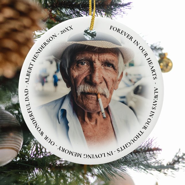 Simple Personalised Photo Memorial Christmas Ceramic Tree Decoration (Creator Uploaded)